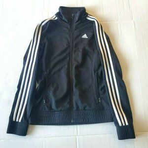 ADIDAS Essentials 3 Stripe Track Jacket Women's Size S Black and White Full Zip